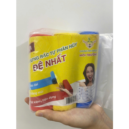 BAO RÁC TRUNG MÀU XANH-ĐỎ-VÀNG 55x65cm